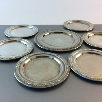 Untersetzer Glasuntersetzer versilbert 10,5 cm 6er Set + Flaschenteller