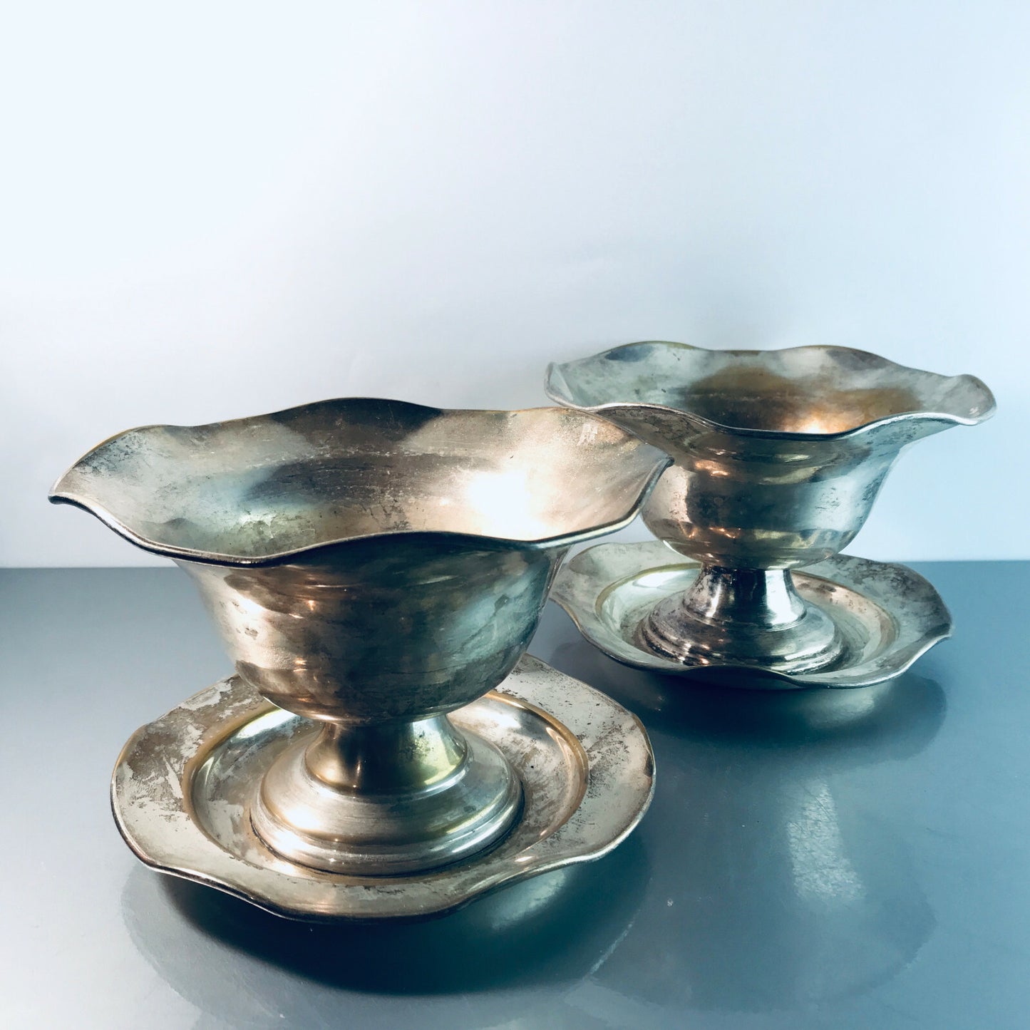 Schalen Set versilbert Vintage MID CENTURY 40er 50er Übertopf Schüssel