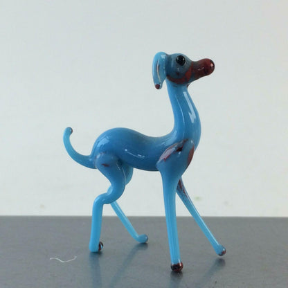 Hund blau H 3,8 cm Glas 50er 60er Lauscher Vintage MID CENTURY 