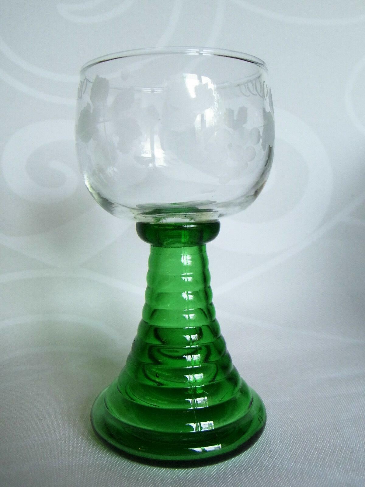 RÖMER Weinglas Gas H 15,4 cm  GRÜN Hohlfuß Weinreben beschliffen (Einzel)
