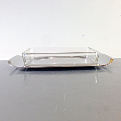 QUIST Tablett Edelstahl Glasschälchen Schale Glas Vintage 60er