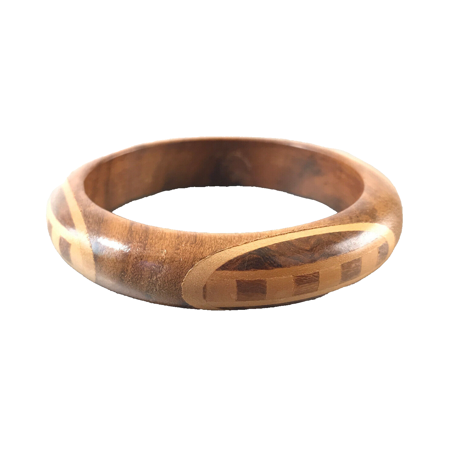ARMREIF Holz mit innen 6,5 cm Vintage Intarsien Holzring Armring