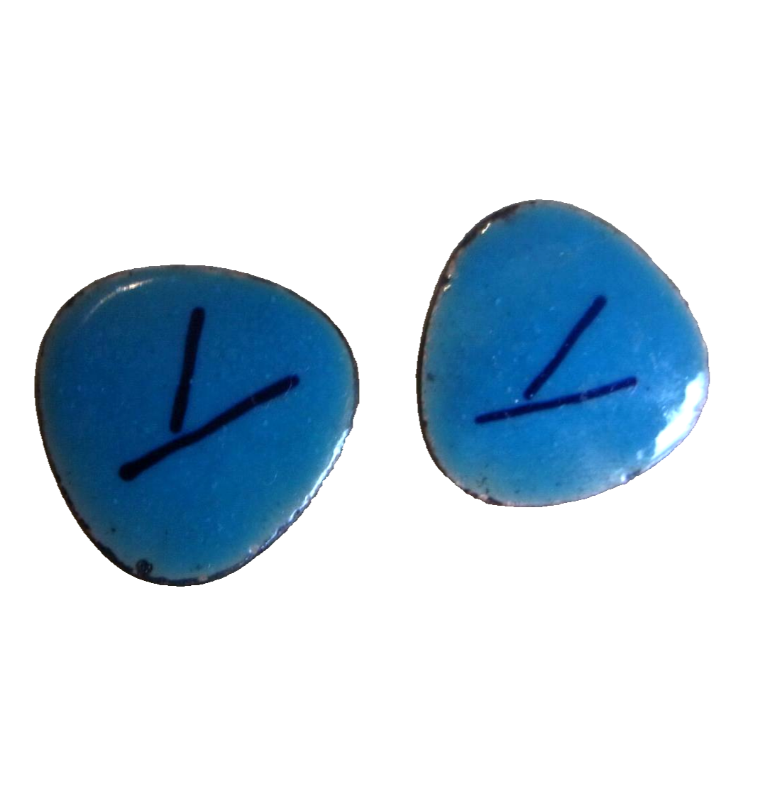 Alte MANSCHETTEN Manschettenknöpfe Kupfer Emaille türkis blau Y Zeichen