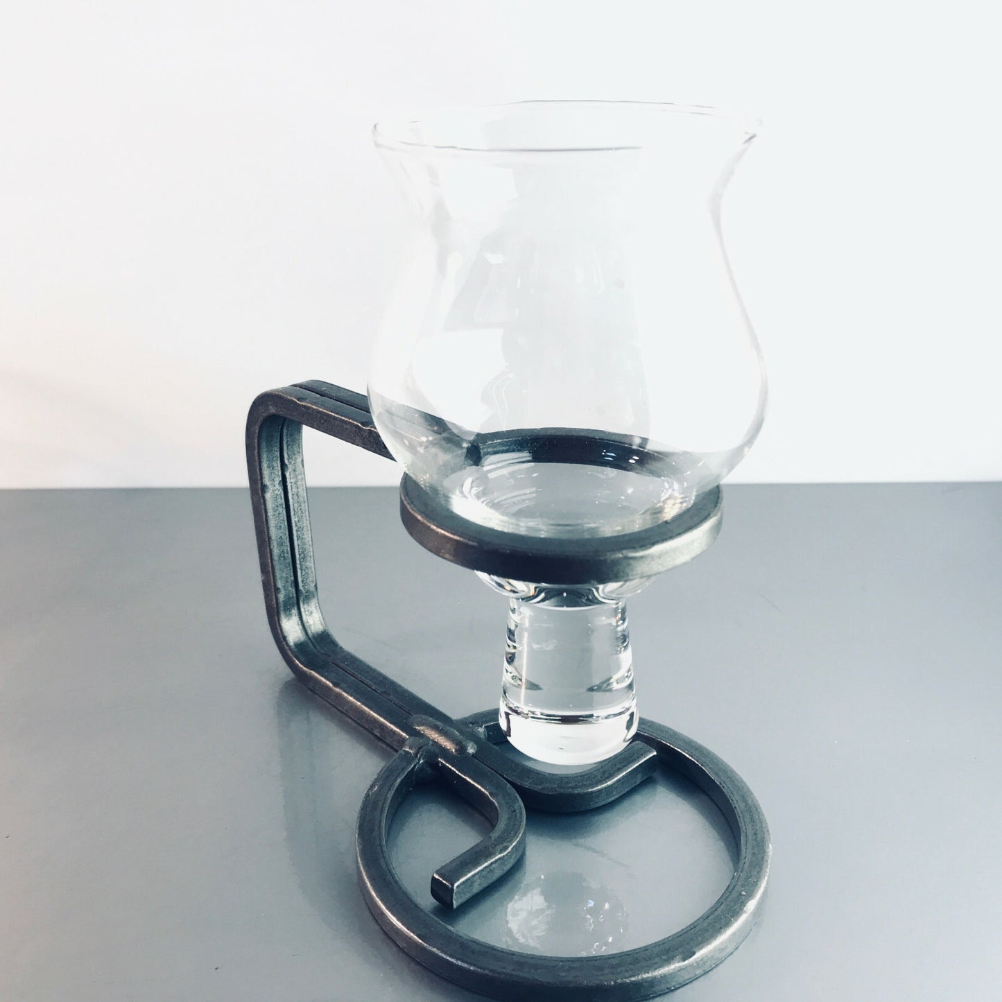 VINTAGE Kerzenhalter Gusseisen Schmiedeeisen 50er 60er Glas IRON Danish Deko
