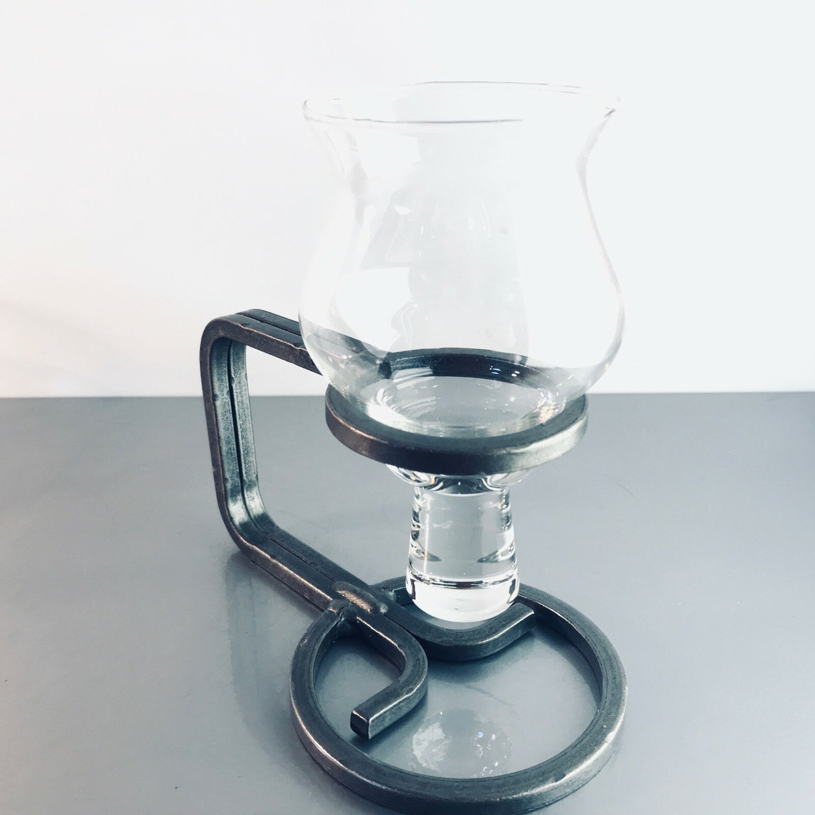 VINTAGE Kerzenhalter Gusseisen Schmiedeeisen 50er 60er Glas IRON Danish Deko