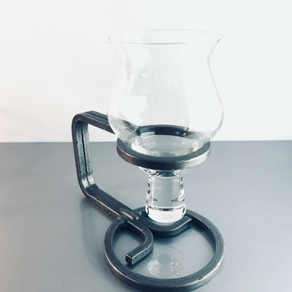 VINTAGE Kerzenhalter Gusseisen Schmiedeeisen 50er 60er Glas IRON Danish Deko