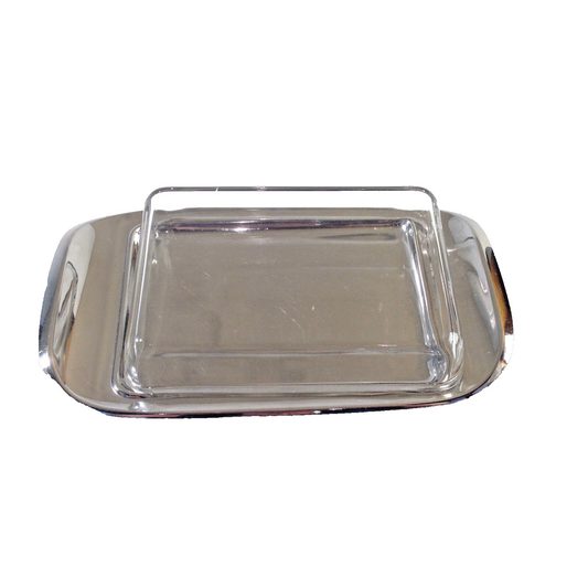 QUIST Tablett Edelstahl Glasschälchen Schale Glas Vintage 60er