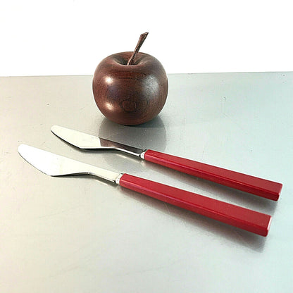 Vintage Messer rot rostfrei  50er 60er MID CENTURY 21 cm 2er Set