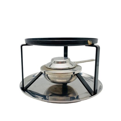 Stövchen oben D 15,2 cm Brenner Eisen Flüssigbrennstoff Rechaud FONDUE schwarz