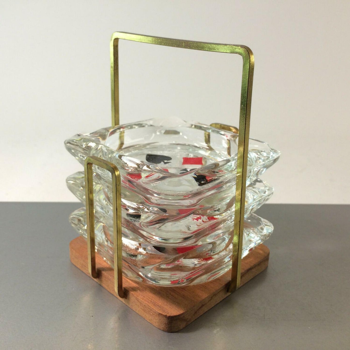 Ascher Aschenbecher Herz Karo Pik 50er Stapelascher stapelbar Messing