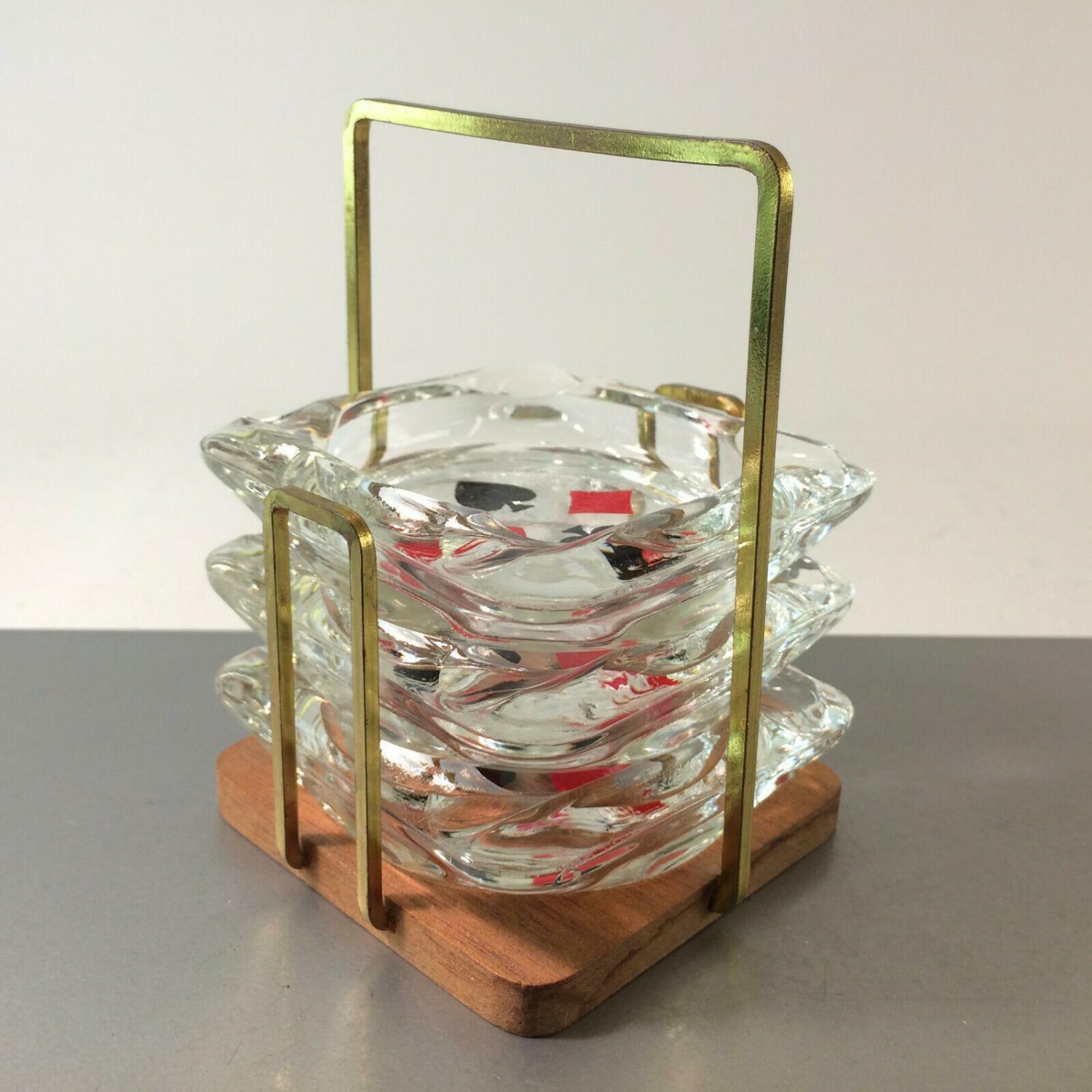 Ascher Aschenbecher Herz Karo Pik 50er Stapelascher stapelbar Messing