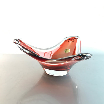 SCHALE Glas rot Schweden D 15 cm (19) 60er 70er Vintage Glas