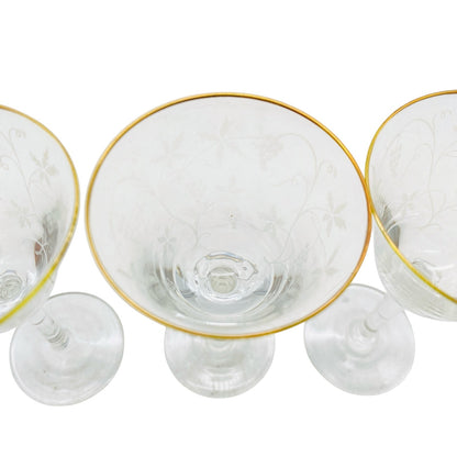 Spiegelau Likörgläser Gläser H 9,9  cm Goldrand 60er Vintage 3er Set Weinreben