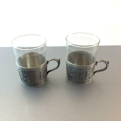 Friesling ZINN ORNAMENTE 2 er Teegläser Teetassen 9,5 cm Tassen  SCHOTT