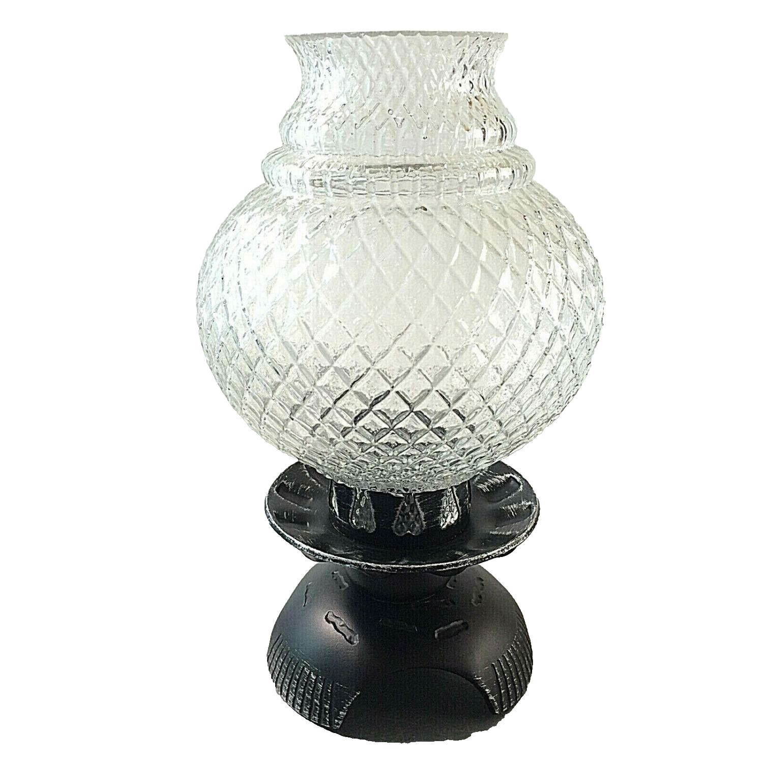 Kerzenhalter Windlicht 50er 60er Glas Kerzenständer SCHIRM Eisen Rauten