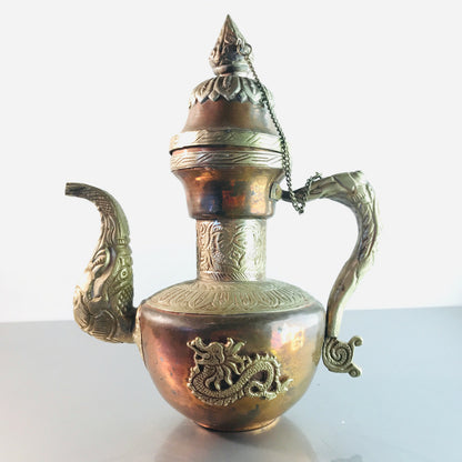 KANNE Teekanne Kupfer MESSING 50er 60er MID CENTURY  orientalisch 22,5 cm