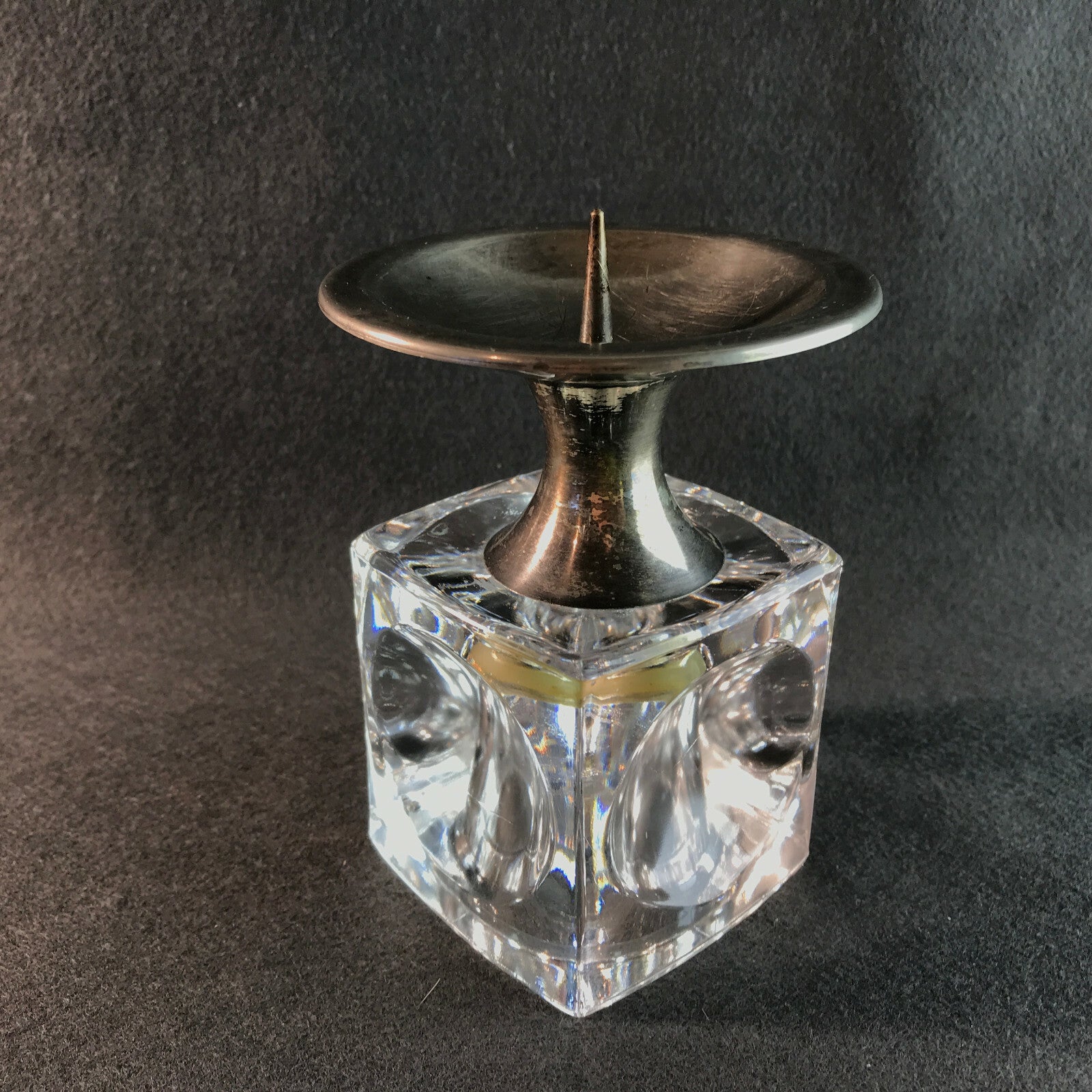 MID CENTURY versilbert Kerzenhalter Kerzenständer 50er Vintage Glas