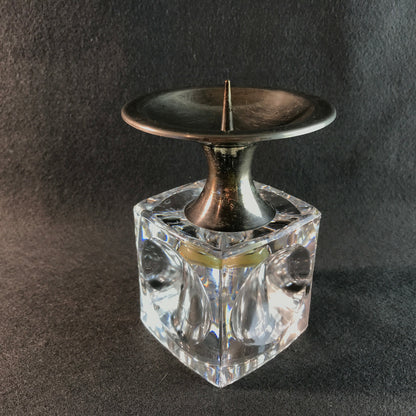 MID CENTURY versilbert Kerzenhalter Kerzenständer 50er Vintage Glas