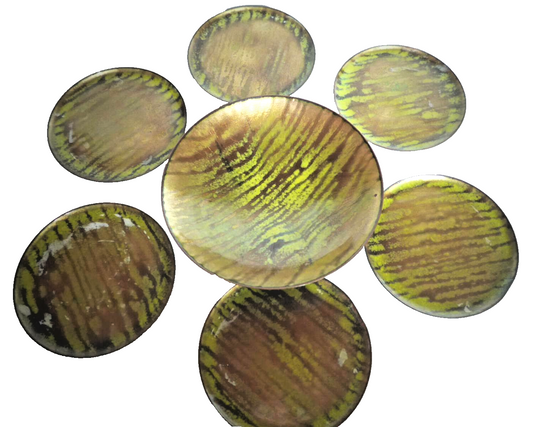 KUPFER Emaille Tellerchen 50er 60er MID CENTURY emailliert Untersetzer Set Deko