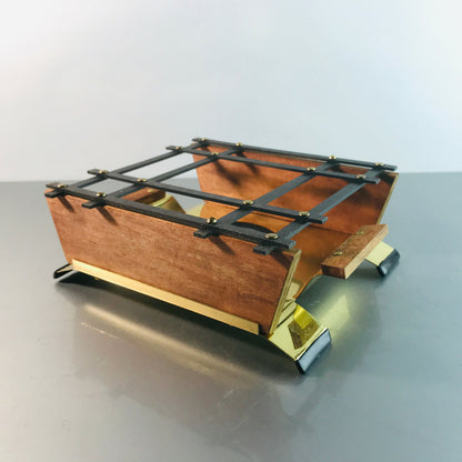 Stövchen Metall Messing Teak Holz 50er 60er MID CENTURY Rechaude