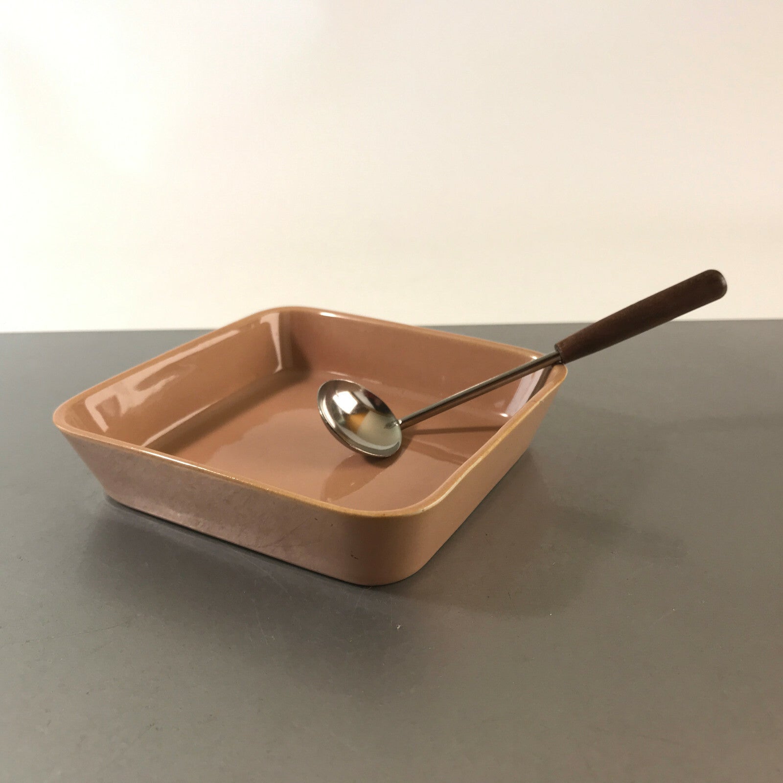 Schale Schüssel 14,5 cm Schälchen Vintage Glas 50er 60er rosa + Löffel