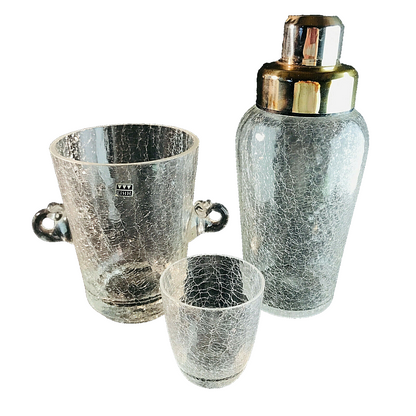 Cocktailshaker Shaker MID CENTURY Glas 50er 60er EISCH Craquelee  Eiseimer