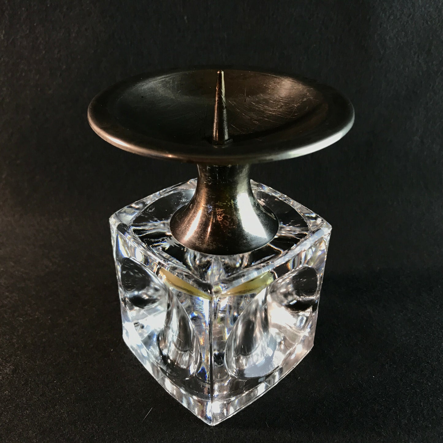 MID CENTURY versilbert Kerzenhalter Kerzenständer 50er Vintage Glas