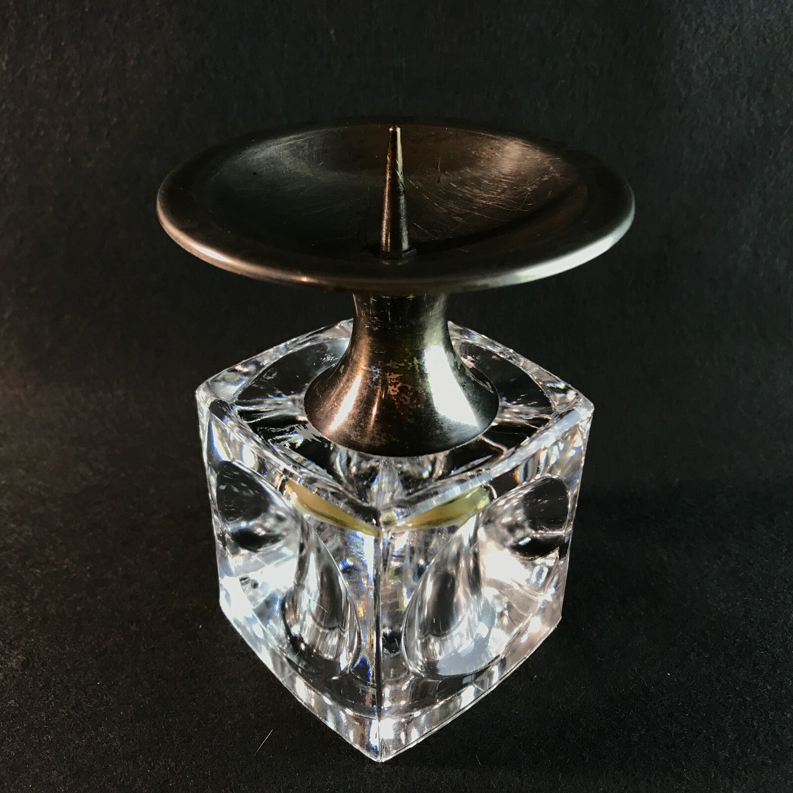MID CENTURY versilbert Kerzenhalter Kerzenständer 50er Vintage Glas