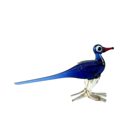 Vogel blau H 2,7 cm Glas 50er 60er Lauscher Vintage MID CENTURY 
