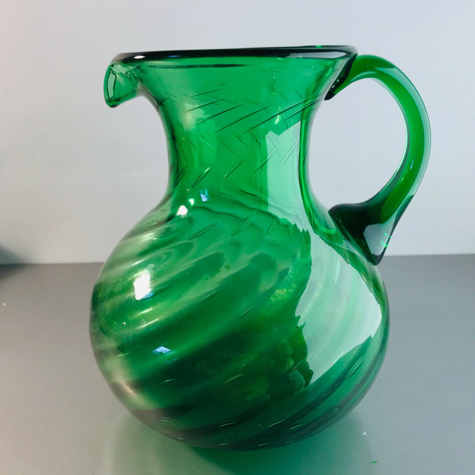 ITALY Empoli Verde grün Vase Kännchen Karaffe Kanne 19 cm Glas