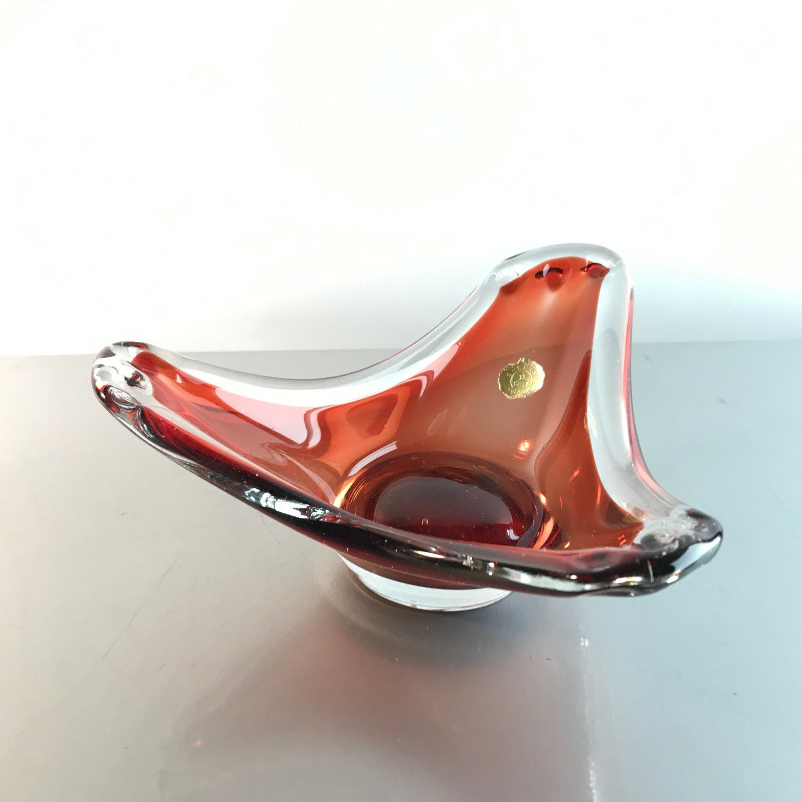 SCHALE Glas rot Schweden D 15 cm (19) 60er 70er Vintage Glas