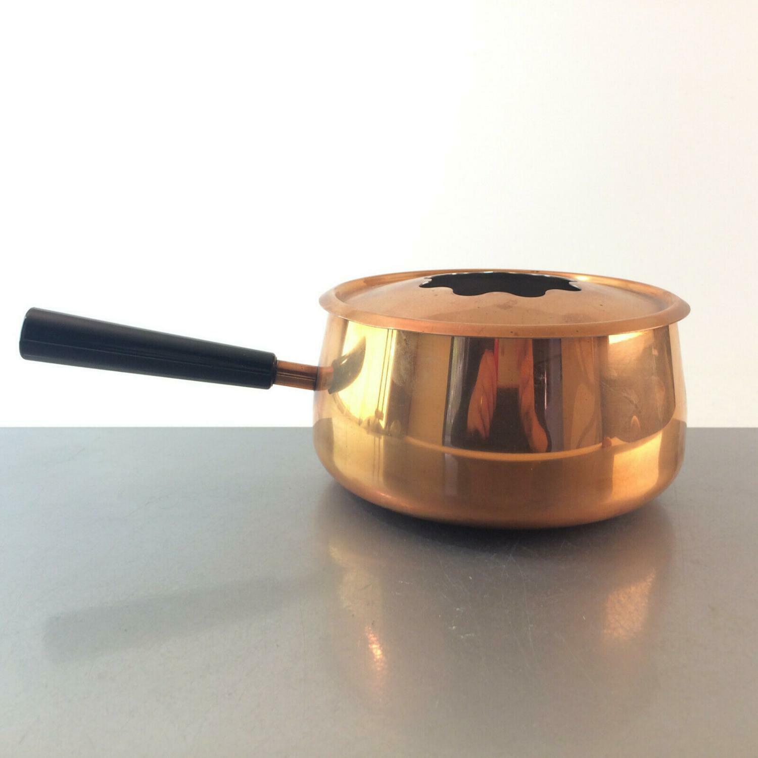 Swiss MARQUE DISPOEE Kupfer Fonduetopf FONDUE Topf Stieltopf 50er 60er