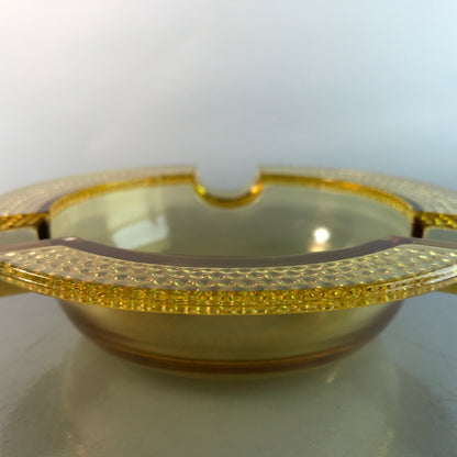 Ascher Glas gelb 13,2 cm Aschenbecher 60er Vintage Noppen