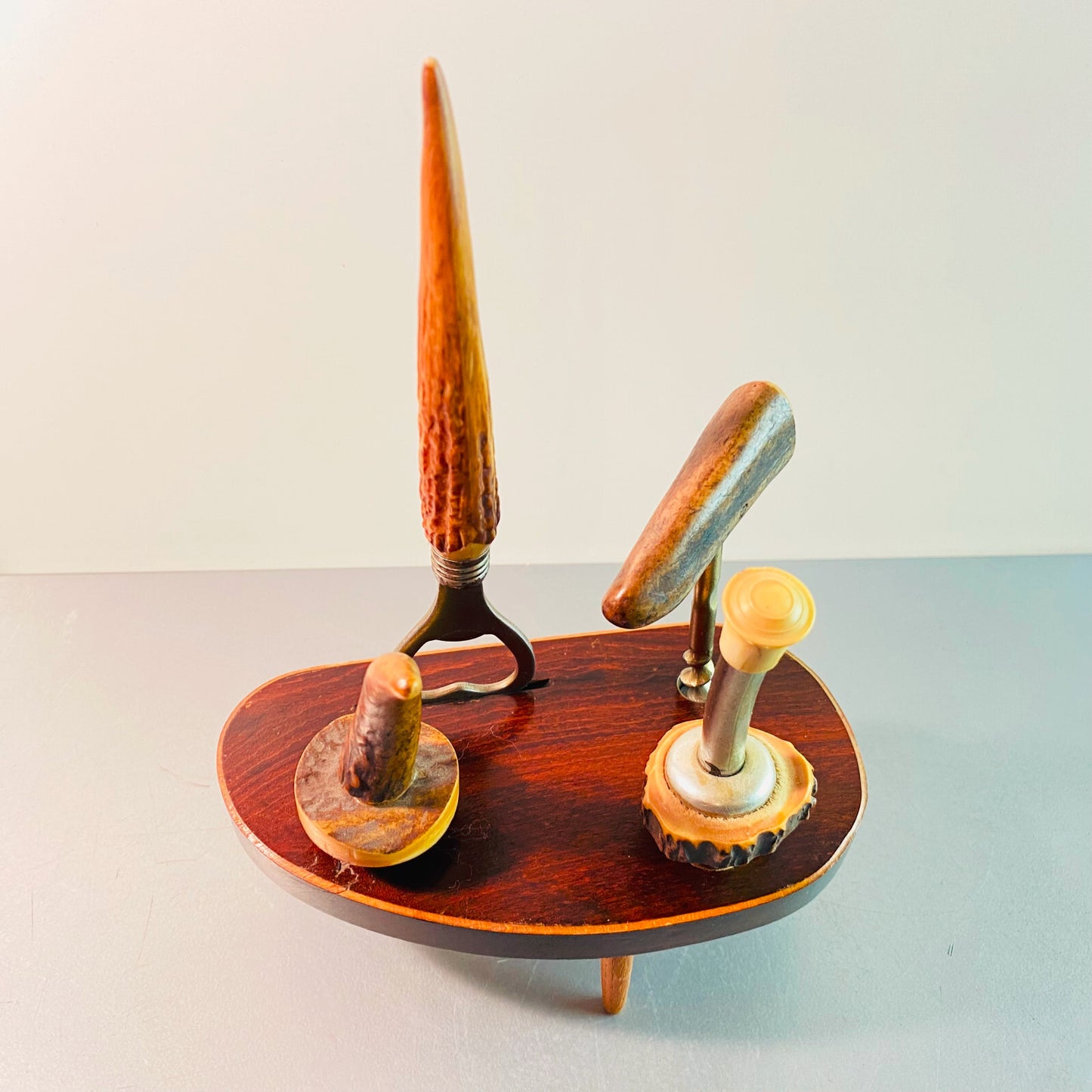 Bar Set Holz Korkenzieher Kipper Korken Öffner 60er MID CENTURY