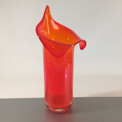 MID CENTURY Vase orange Überfang 27 cm 50er 60er Glas Glasvase Vintage