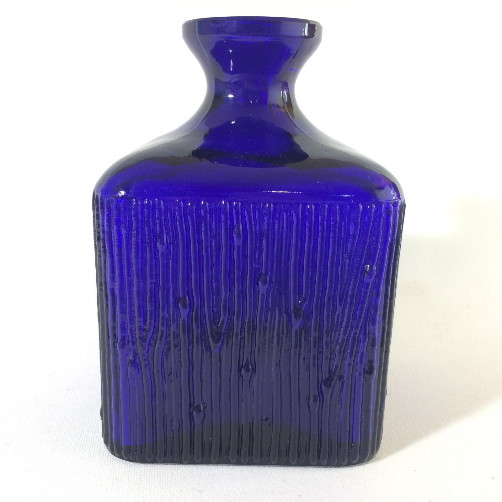 Vintage Vase blau 50er 60er 13 cm MID CENTURY eckig Dekoration