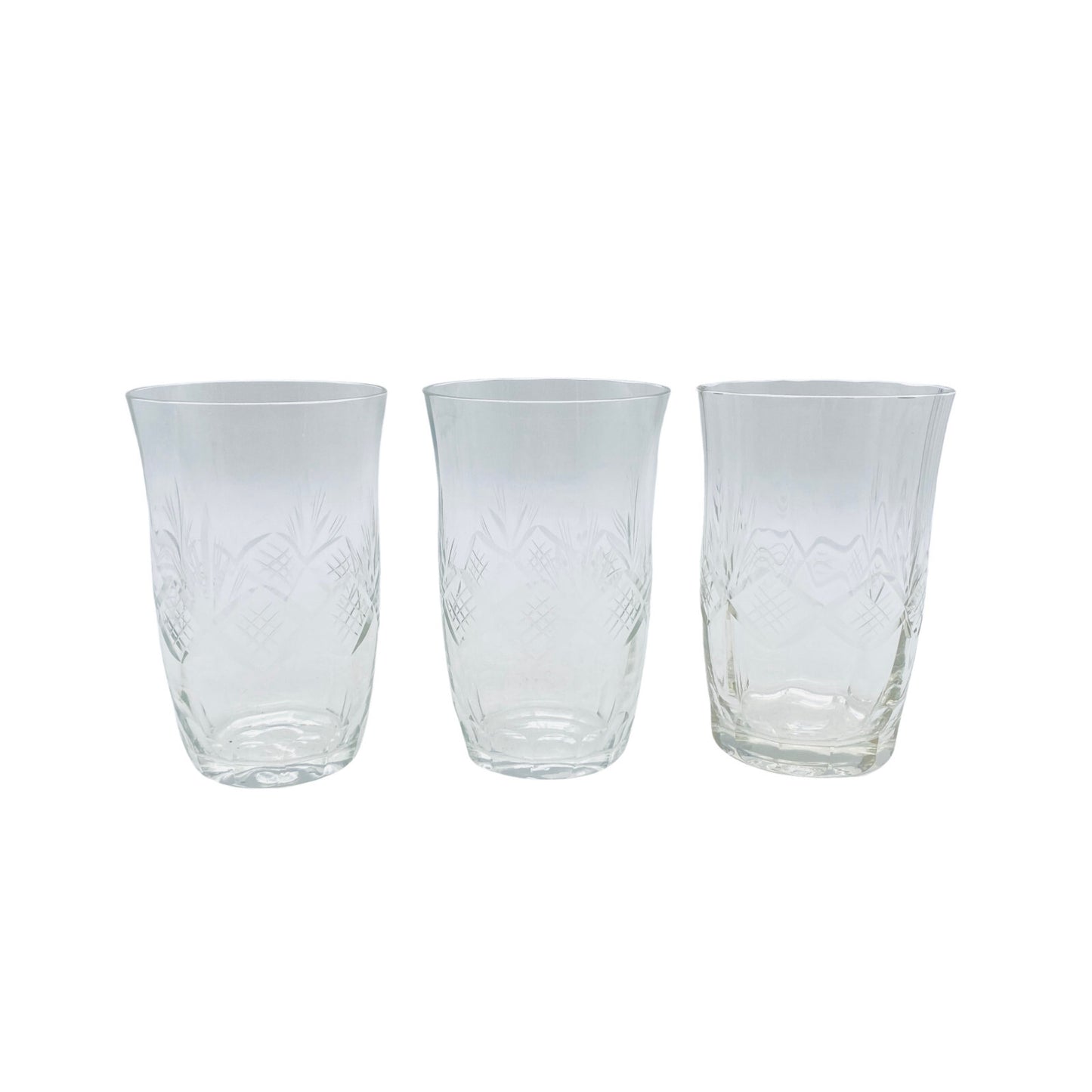 Wassergläser 910,3cm - 3 er Set - beschliffen Schliff Rauten 70er 60er Gläser