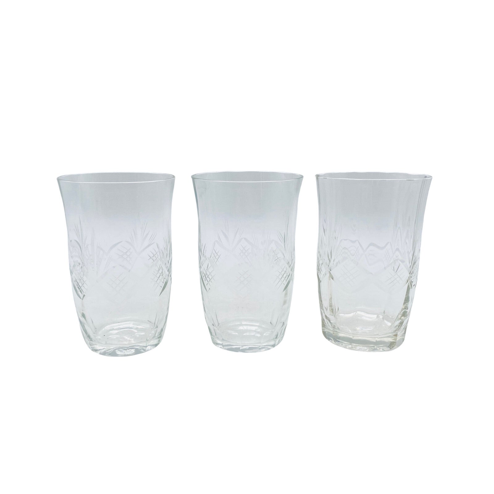 Wassergläser 910,3cm - 3 er Set - beschliffen Schliff Rauten 70er 60er Gläser