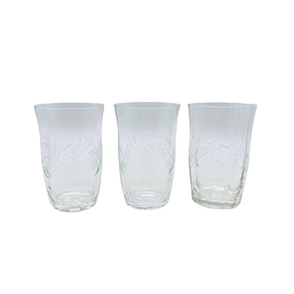 Wassergläser 910,3cm - 3 er Set - beschliffen Schliff Rauten 70er 60er Gläser