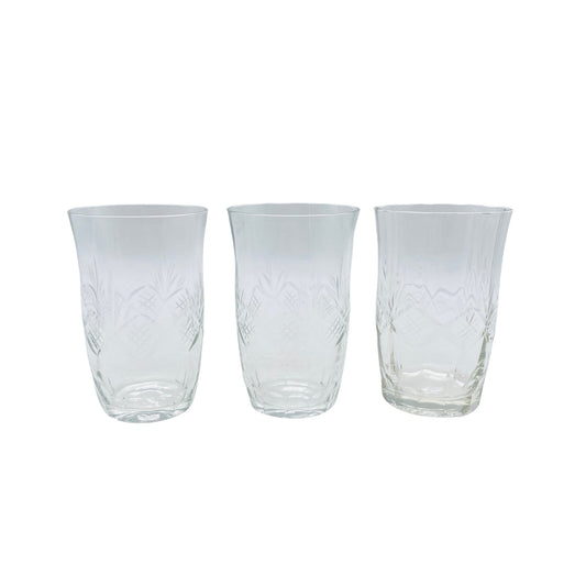 Wassergläser 910,3cm - 3 er Set - beschliffen Schliff Rauten 70er 60er Gläser