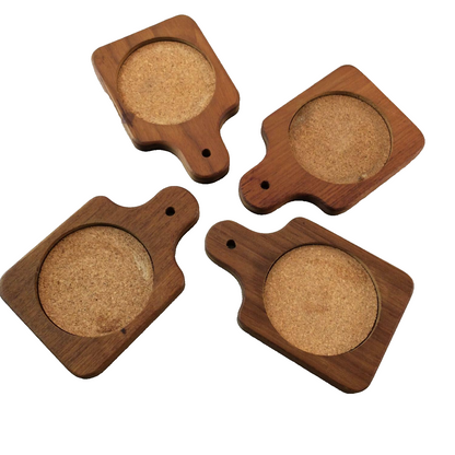 Untersetzer Gläser 50er 60er Holz Teak innen D 6,6 cm Teller