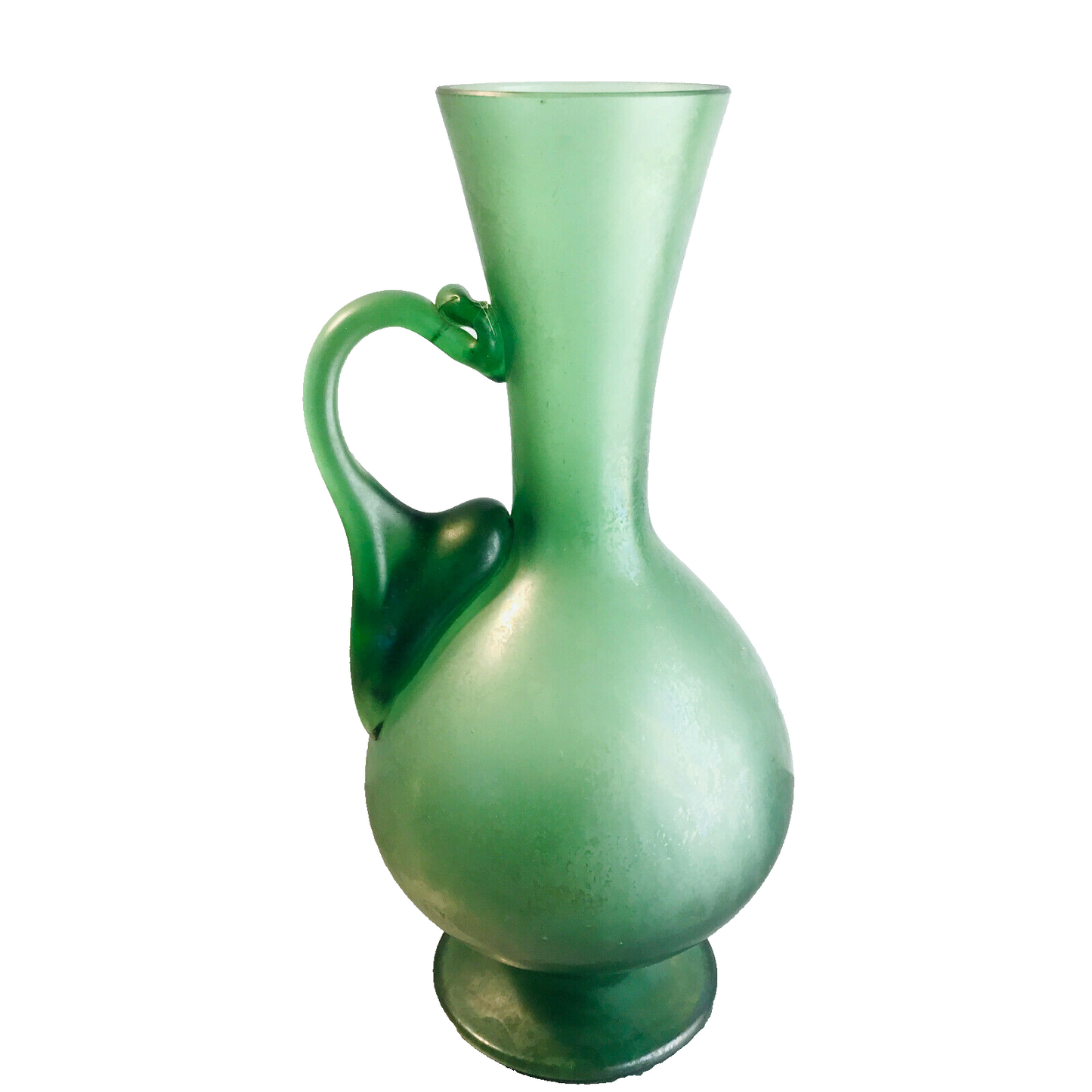 Vase satiniert Henkelvase grün signiert Nr 309 1981 22cm