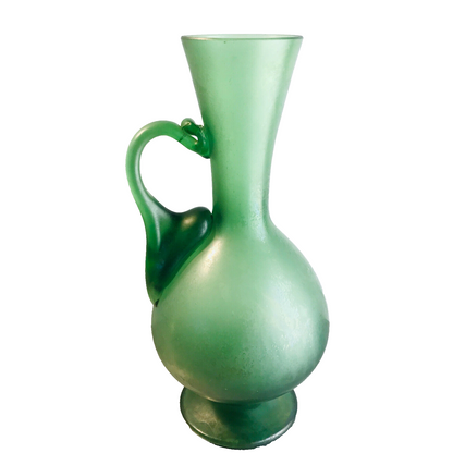 Vase satiniert Henkelvase grün signiert Nr 309 1981 22cm