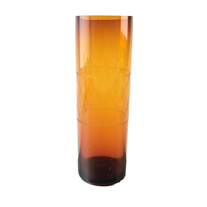 Vase Bernstein 15,2 cm 50er 60er MID CENTURY Vase Glas beschliffen