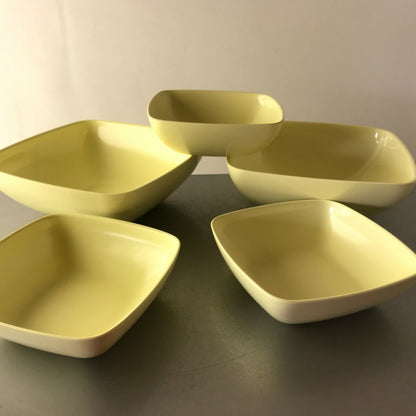 Vintage Schalen Set Schälchen pastell gelb 50er 60er Kunststoff CENTURY