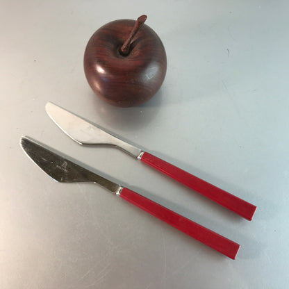 Vintage Messer rot rostfrei  50er 60er MID CENTURY 21 cm 2er Set