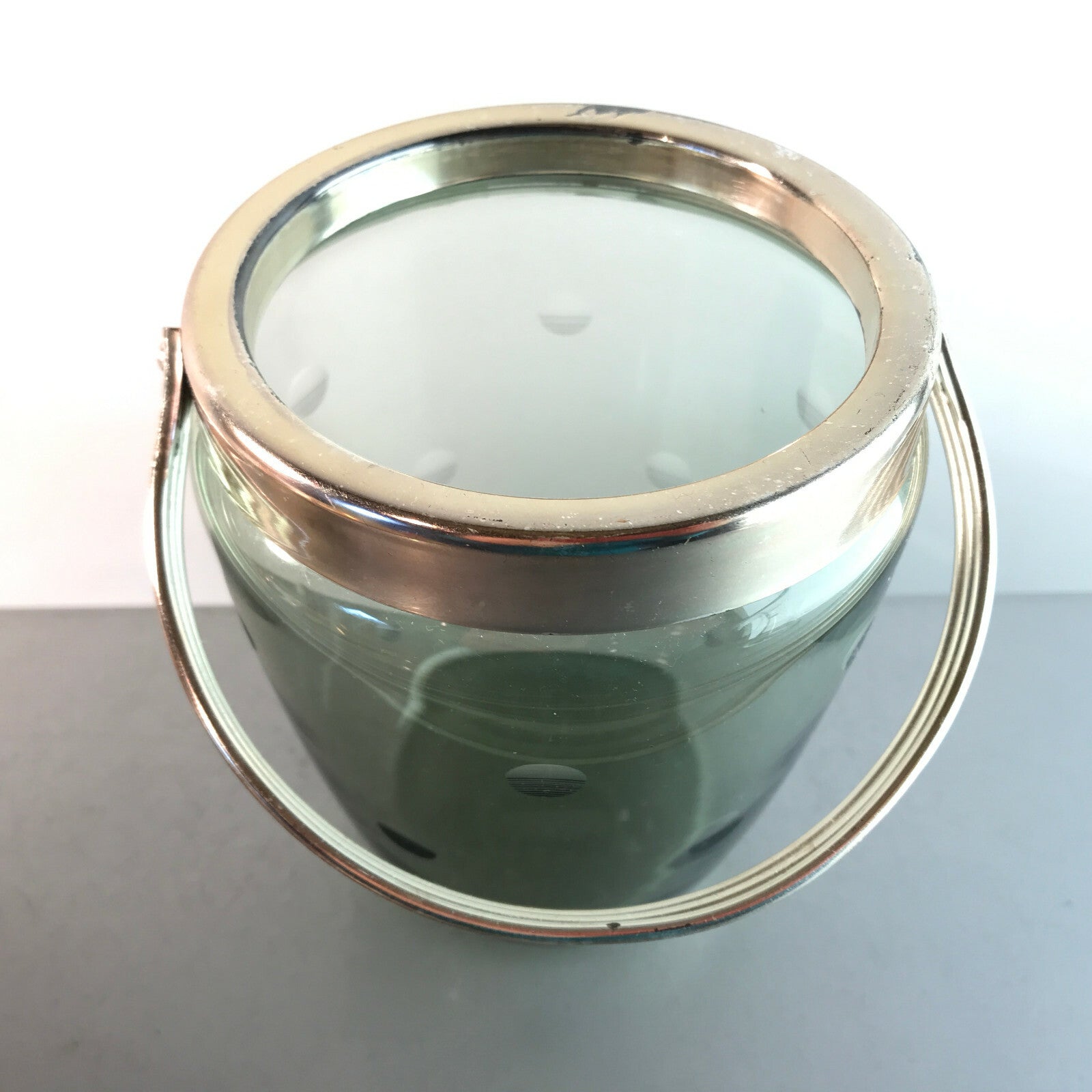 Glas Eiswürfeleimer Eiseimer 50er 60er 14 cm Vintage Linsenschliff 
