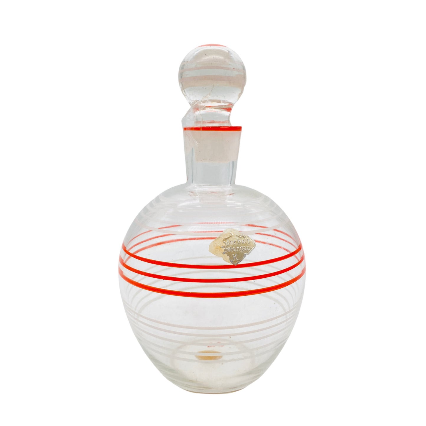 Vintage KARAFFE Kanne Krug rot weiß bemalt Glas 60er 70er 15,5 cm MID CENTURY
