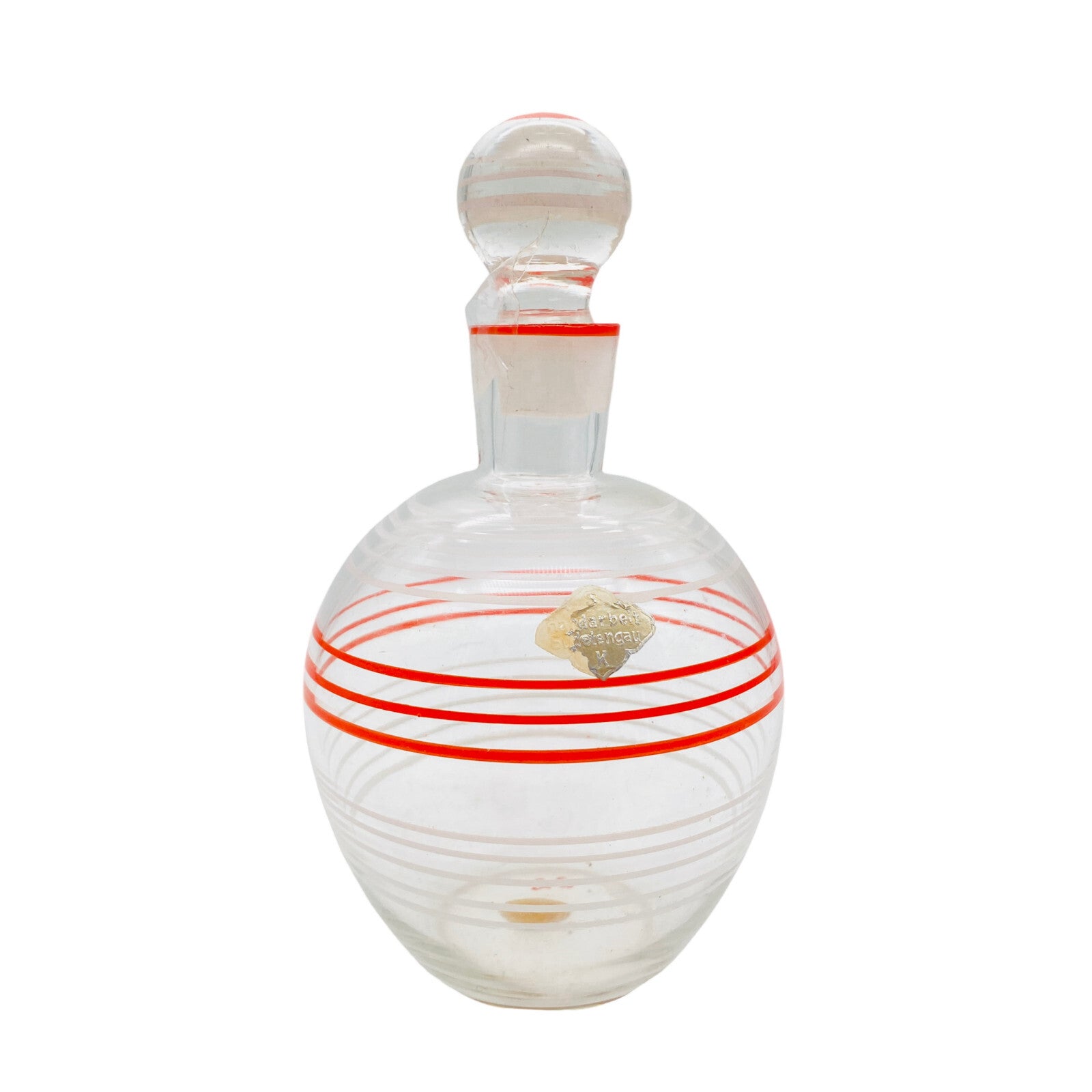 Vintage KARAFFE Kanne Krug rot weiß bemalt Glas 60er 70er 15,5 cm MID CENTURY
