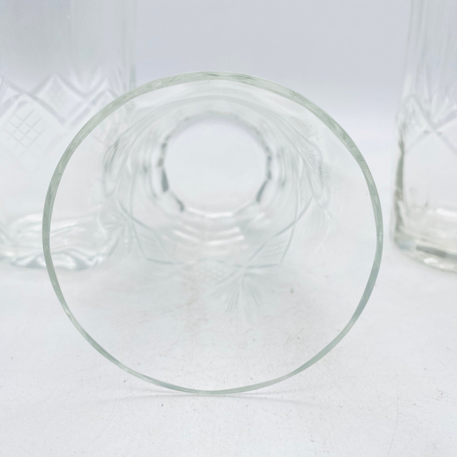 Wassergläser 910,3cm - 3 er Set - beschliffen Schliff Rauten 70er 60er Gläser